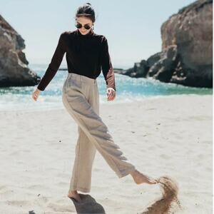 NWT Q for Quinn Women's Linen Lounge Pants Oat Meal Size XXL